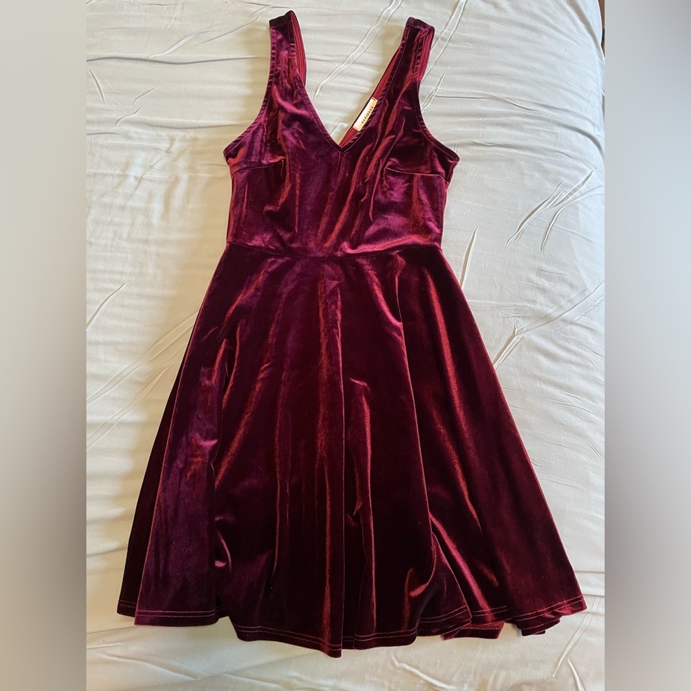 Burgundy Velvet Skater Dress